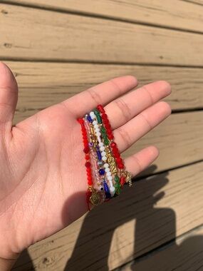 Lot of Handmade adjustable bead bracelets